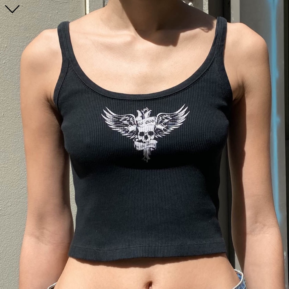 brandy melville beyonca to god tank top in black *ೃ༄ ( NWT / one size )